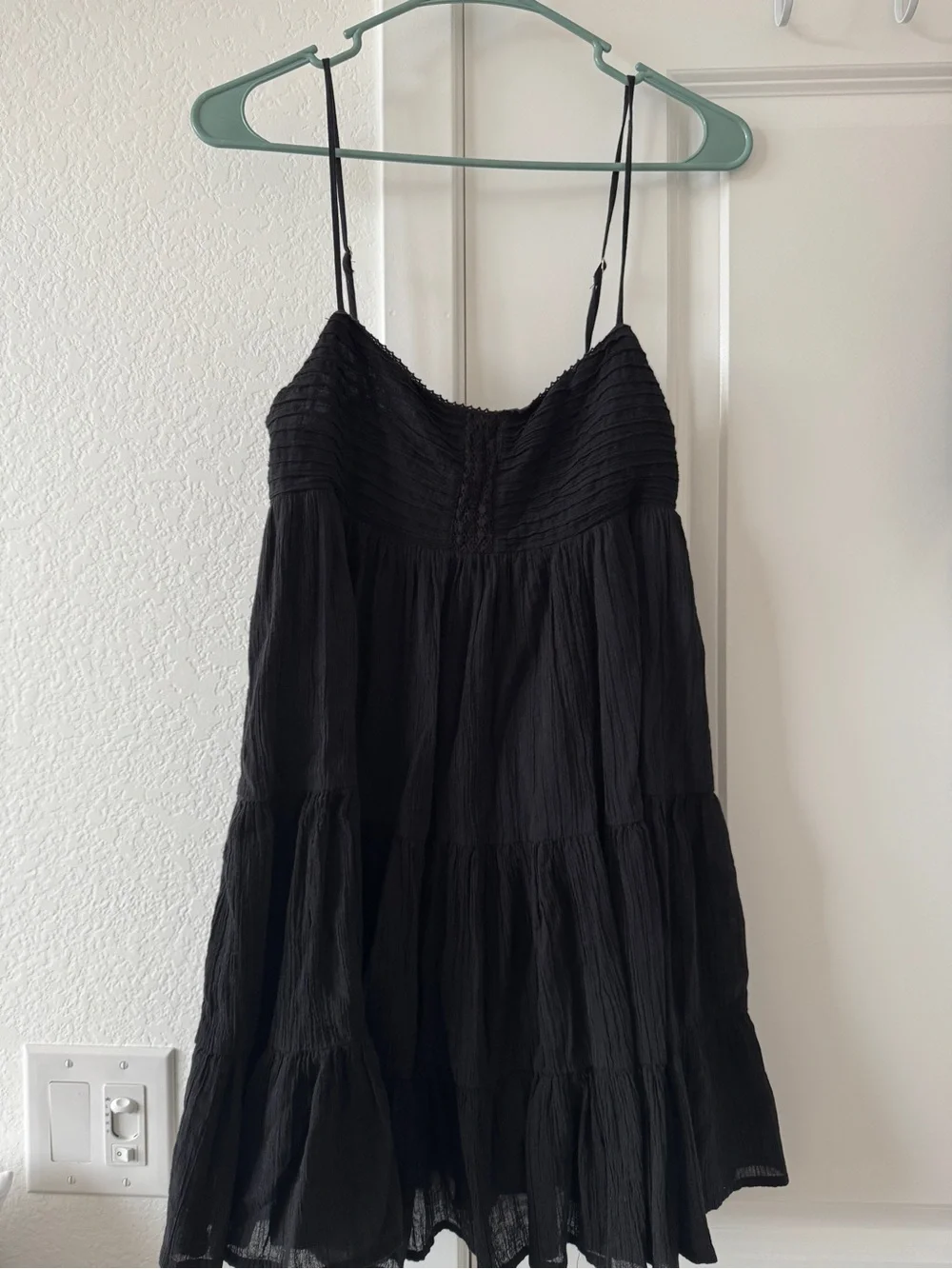Zara Black Tiered Mini Dress with Spaghetti Straps - Picture 2 of 3
